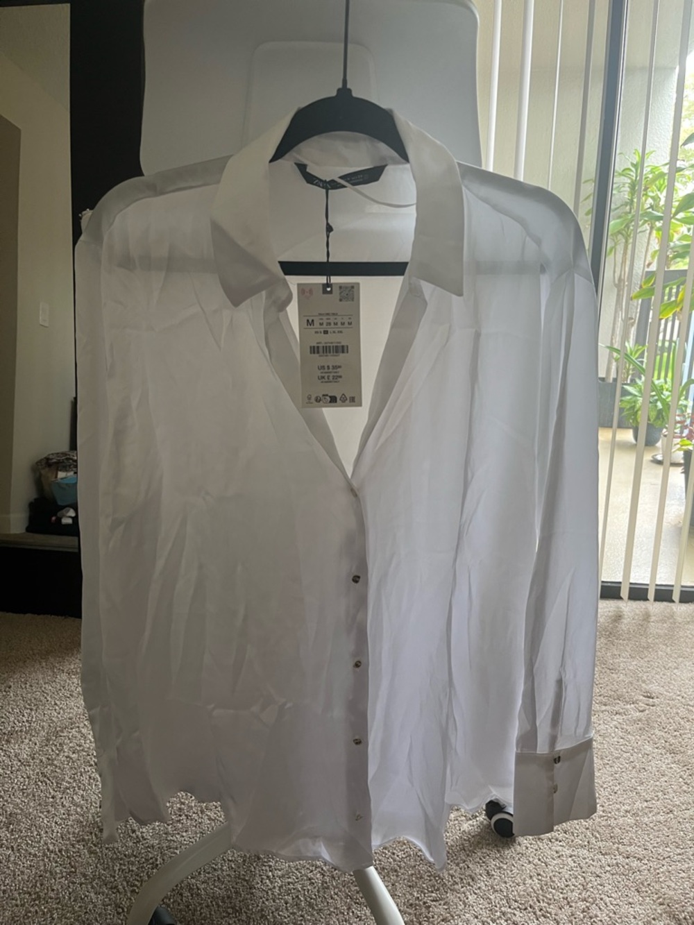 Zara woman elegant  White Button-Down Shirt
